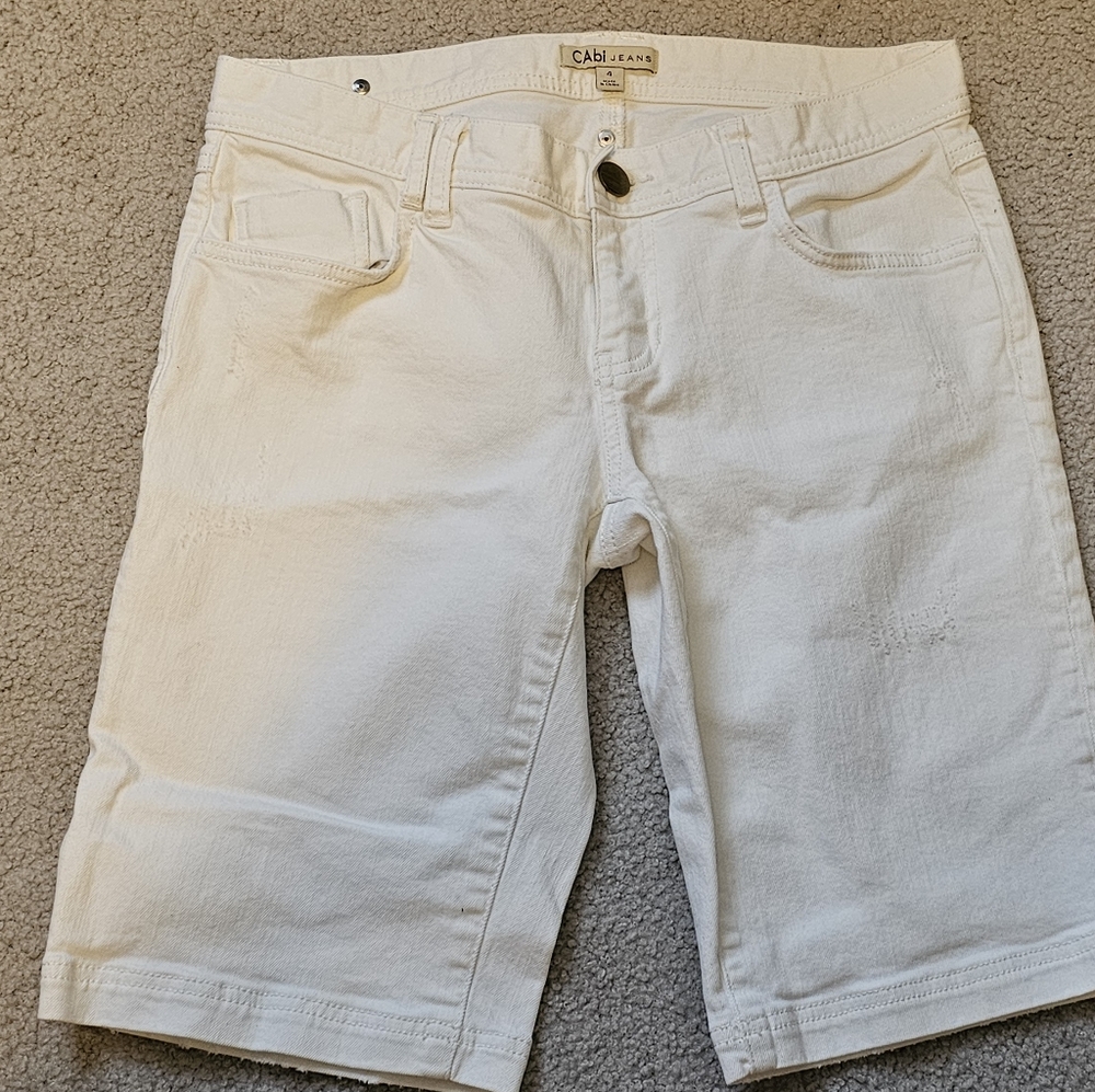White 5-Pocket denim shorts